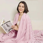 Aganear Fluffy Throw Blanket for Couch, 3D Ribbed Jacquard Warm Fuzzy Blanket - Image 6