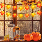 Fall Decor Maple Leaf Lights, 8.5Ft Fall String Lights Plug In with 10 LED Orange & Yellow Maple Leaf Light, Fall Leaves Light Indoor Outdoor for Home Fireplace Party Harvest Thanksgiving Decorations