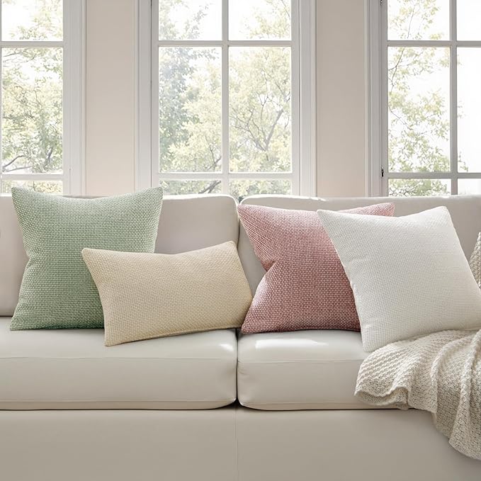 MIULEE Pack of 2 Couch Throw Pillow Covers 20x20 Inch Neutral Cream Modern Boho - Image 3