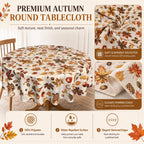 Fall Round Tablecloth 60 Inch Fruit Maple Leaves Table Cloth Thanksgiving Harvest Table Decorations Autumn Table Cover for Holiday Kitchen Dining Party Season Decor