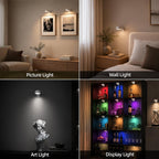 EZVALO Picture Lights for Wall, 2000mAh Rechargeable Battery Magnetic Poster Lights with 3 Color Temps & 12 RGB, Remote Dimmable Timer Painting Light, Wall Decor Light for Art Display, Frame (3 Pack)