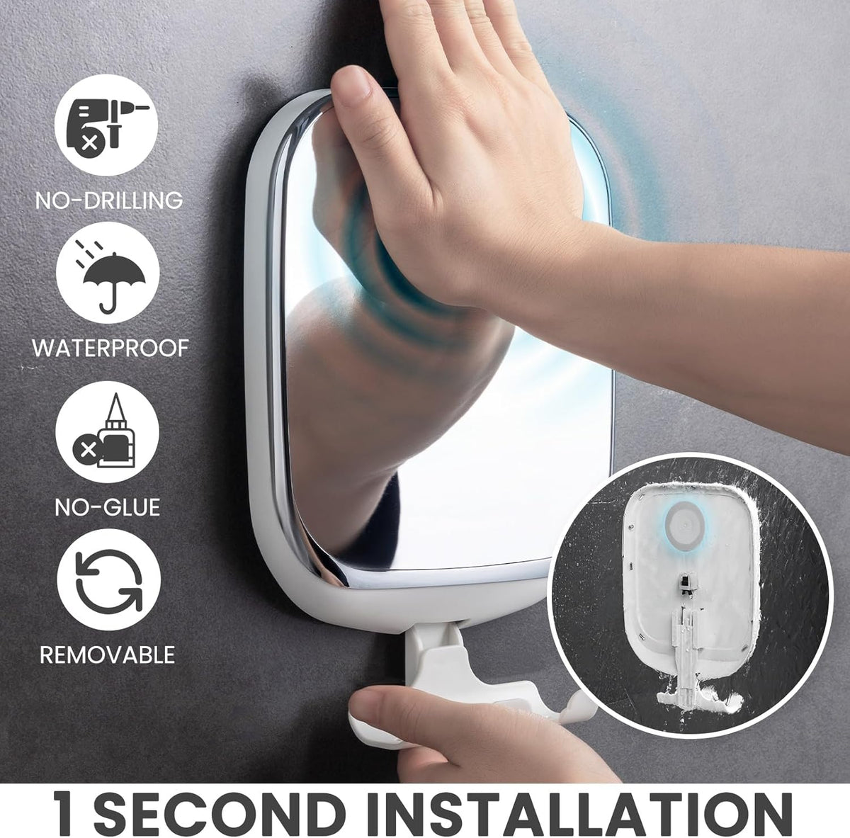 TAILI Shower Mirror Fogless, Shaving Mirror for Shower, Anti-Fog Mirror
