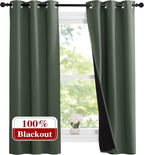 NICETOWN Dark Mallard 100% Blackout Lined Curtains, 2 Thick Layers Narrow Wide by NICETOWN