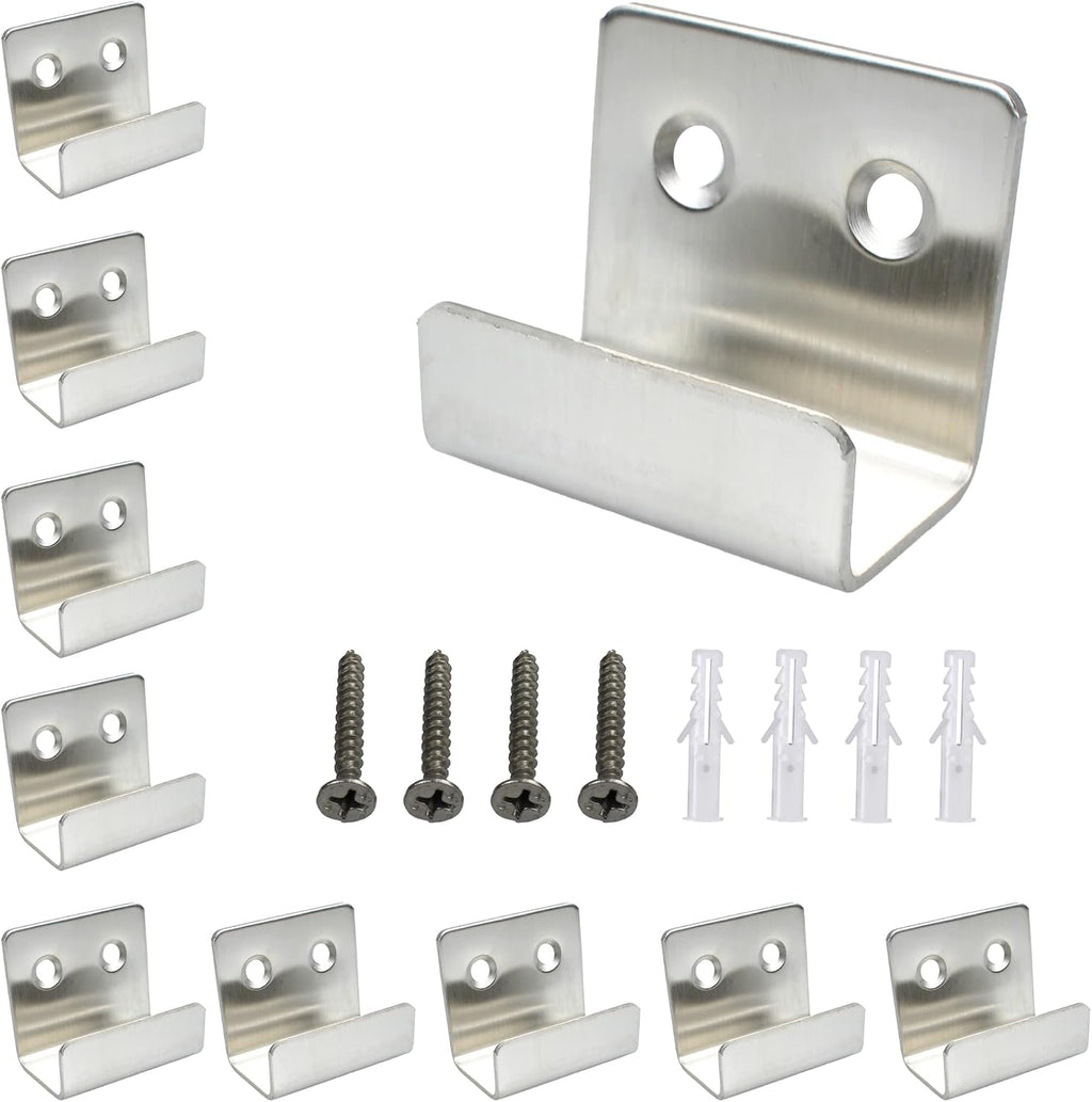 12 Pcs Stainless Steel Tile Display Hanger, Heavy Duty Wall Mounted Bracket Hooks for Ceramic Tiles, Mirrors, Picture Frames, Black, 0.79" Inner Width