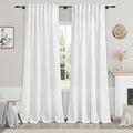 White Semi Sheer Linen Curtains 92 inch Length by Nanspring