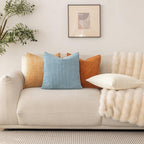 LANANAS Decorative Corduroy Throw Pillow Covers 18x18 Inch Cream-Orange