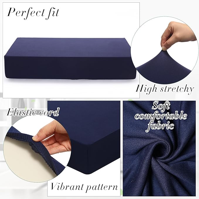 Newwiee Set of 4 Stretch Patio Cushion Covers Sofa Couch Seat Chair Slipcovers - Image 3