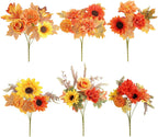 Apipi 6 Bundle Mixed Artificial Fall Flowers for Home Room Table Decor