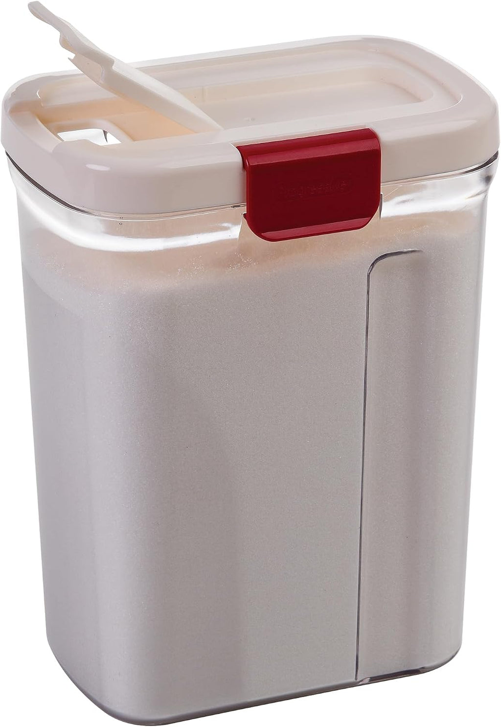Progressive PrepSolutions Sugar Keeper – Airtight Storage Container for Keeping Sugar Fresh, BPA-Free, 4 lb Capacity, Easy Pour Design, White/red