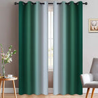 Yakamok Dark Green Ombre Curtains 84 Inches Long, Light Blocking Gradient Color by Yakamok