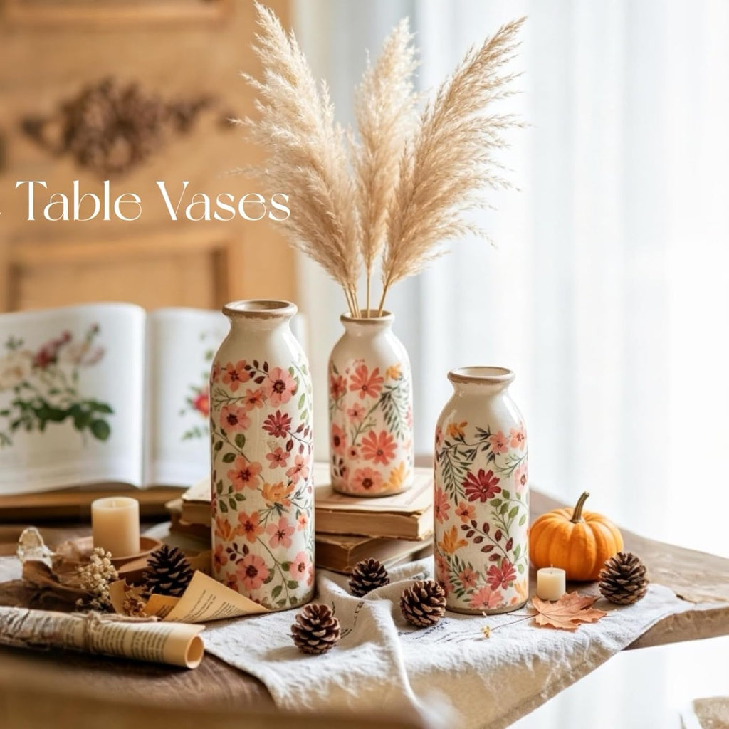TEWEIQI Vintage Ceramic Small Vase, Farmhouse Rustic Décor, Home Decorative Vase for Your Kitchen, Bedroom, Office, Living Room, Bathroom& Shelf Centerpiece Table Decorations (Retro Creative Style S)