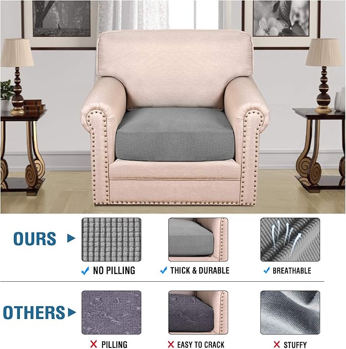 H.VERSAILTEX Stretch Couch Cushion Covers Individual Seat Sofa Chair Slipcovers - Image 2