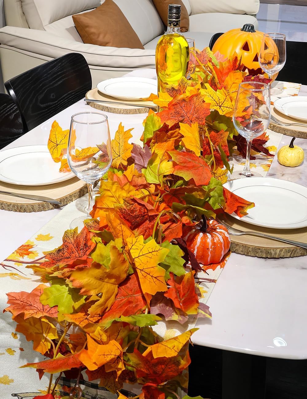 WOHOHOHO 6 Pack Fall Garland Maple Leaf Decorations, 5.9 Ft 72 Leaves Each