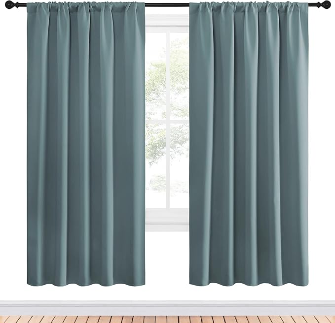 NICETOWN Greyish Blue Blackout Curtains Panels - Image 2