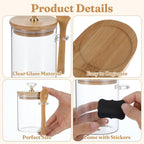 3 Pcs Glass Coffee Container with Lids Spoons Spice Jar Labels Tray