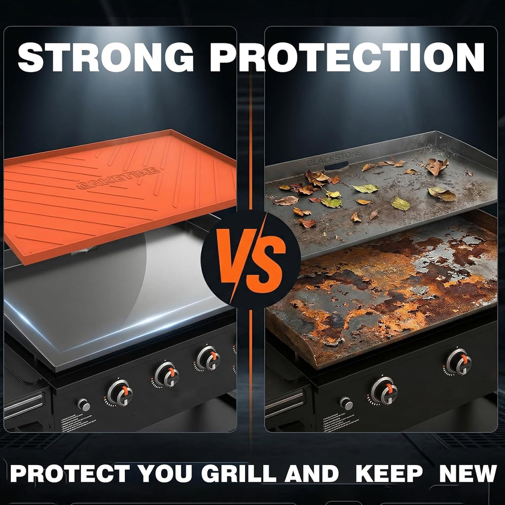 Caketime 36 Inch Silicone Mat for Blackstone Griddle Accessories Grill Top Cover Protector Waterproof Heat Resistant Durable Heavy Duty Cooking Baking BBQ Outdoor Tool Orange Father Dad Men Gifts