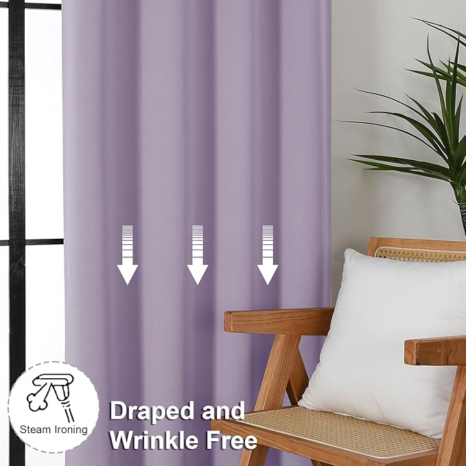 Simplebrand Ava Lilac Short 36 Inches Blackout Curtain 2 Panels Set, Half - Image 7
