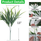 12 Bundles Artificial Greenery Outdoor Shrubs Faux Plants Fake Grasses