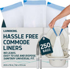 Lunderg Commode Liners - Value Pack 250 Count Universal Fit
