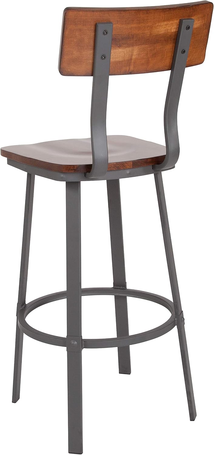Flash Furniture Wood Restaurant Barstool, Rustic Walnut