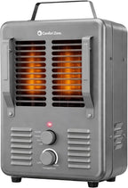 Comfort Zone Milkhouse Style Utility Space Heater with Adjustable Thermostat, Electric, Portable, 3-Prong Plug, Overheat Protection, & Tip-Over Switch, Ideal for Garage or Workshop, 1,500W, CZ798GR3