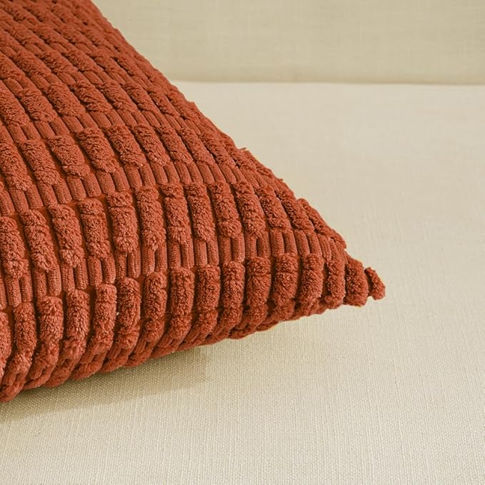 Fancy Homi 4 Packs Boho Burnt Orange Fall Decorative Throw Pillow Covers 12x20 - Image 4
