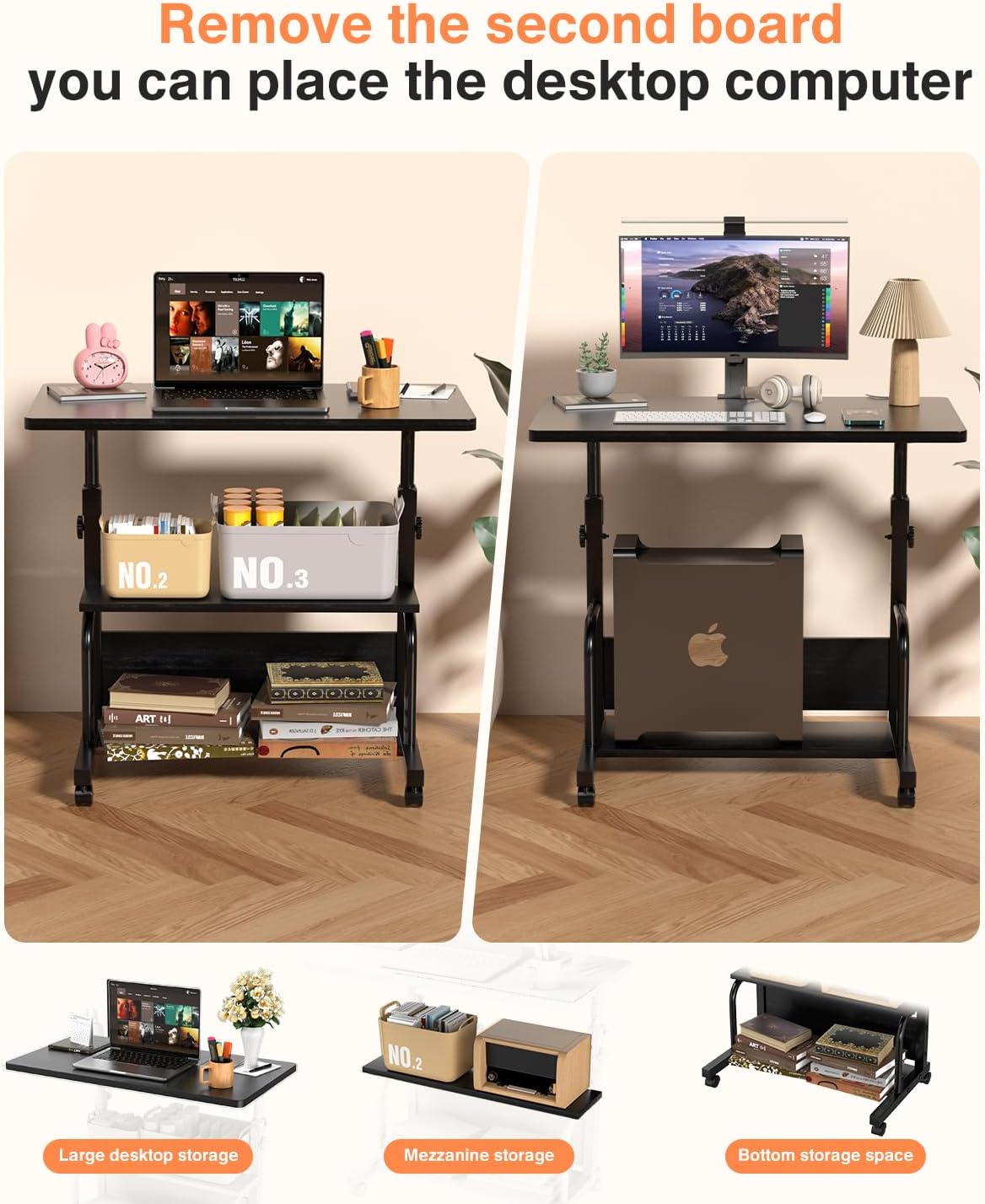 QZMDSM Portable Rolling Desk on Wheels