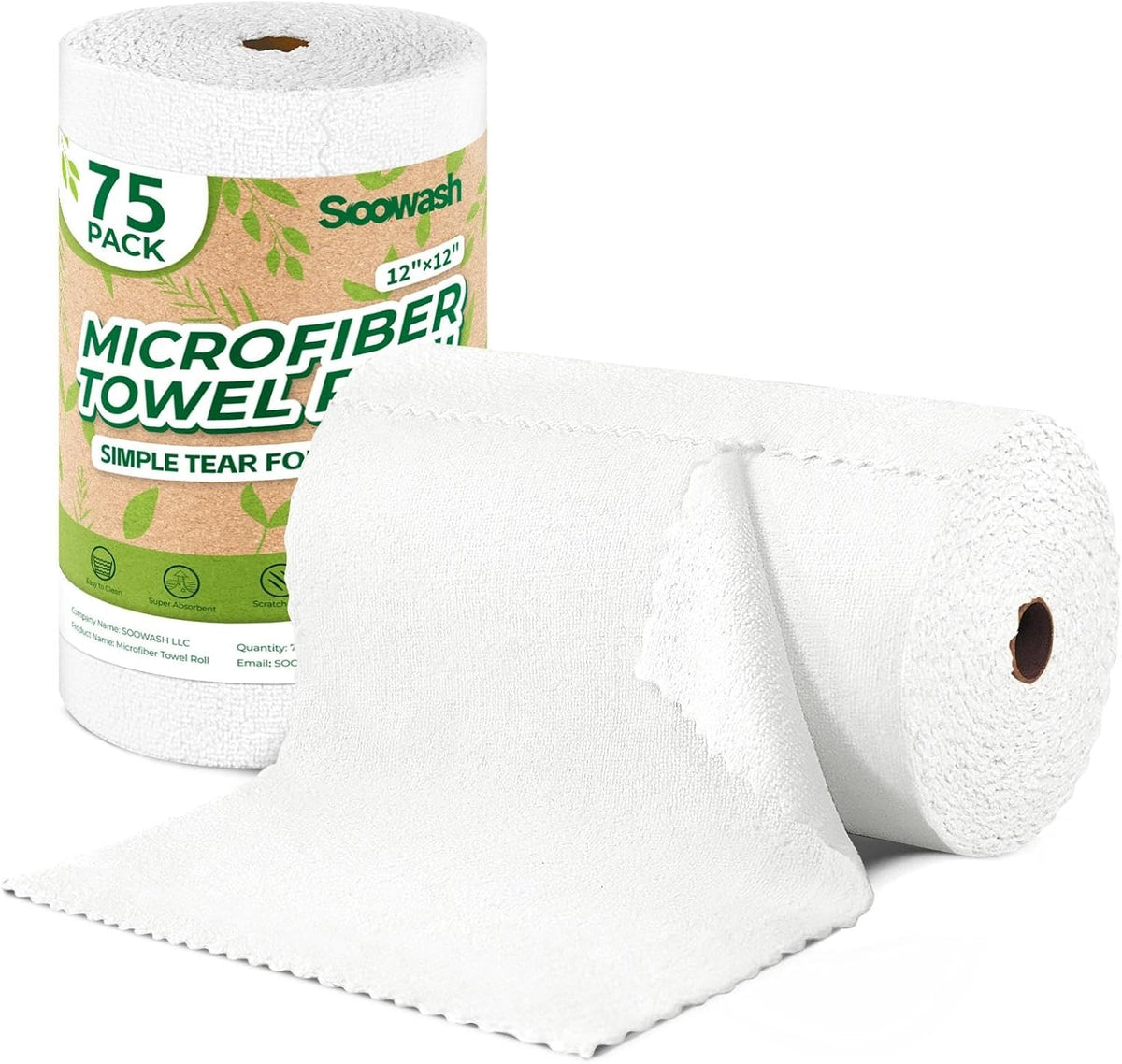 Microfiber Cleaning Cloths Roll 75 Pack 12x12 Inch Lint Free