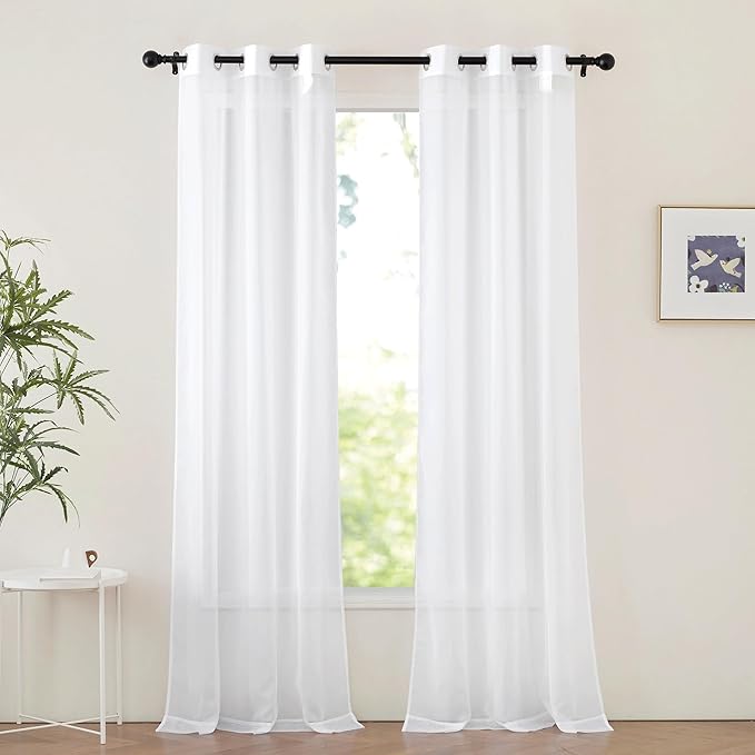 NICETOWN White Sheer Curtains for Living Room 90 inches Long by NICETOWN