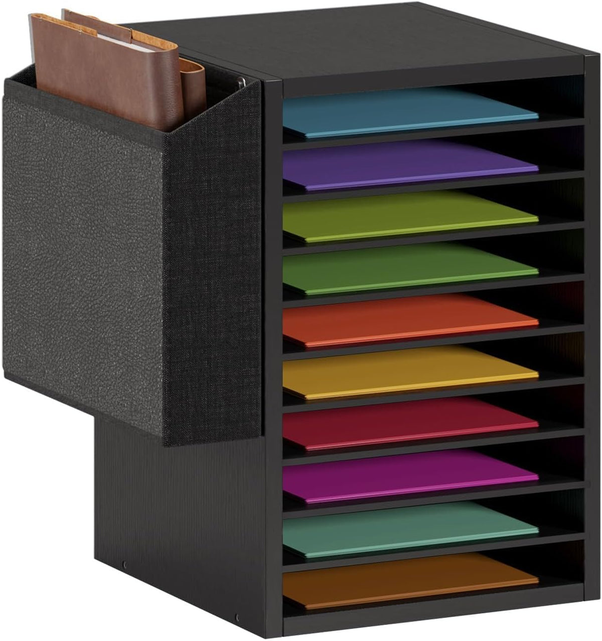 Unionly 6 Tier Adjustable Mail Sorter,Wood Paper Organizer for Class,Office