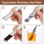 8Pcs Stainless Steel Tea Diffuser, 2024 New Tea Artifact Creative Pipe Tea Infuser Mesh Strainer with Hanging Hook Handle, Universal Fine Holes Tea Interval Diffuser for Loose Tea Leaf Coffee Etc