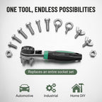 Adjustable Ratchet Wrench, Universal 6.35mm-22.2mm (1/4"-7/8") CR-V Steel Ratcheting Wrench, Non-Slip TPR Handle, Self-Adjusting Multi-Size Wrench for Auto, Motorcycle, Machinery & Home Repair