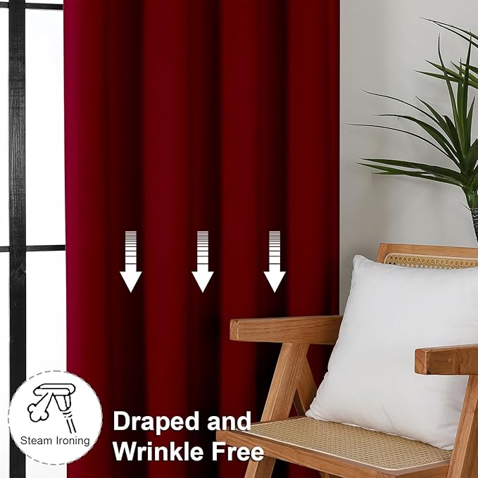 Simplebrand Ava Red Short Blackout Curtains - Image 7