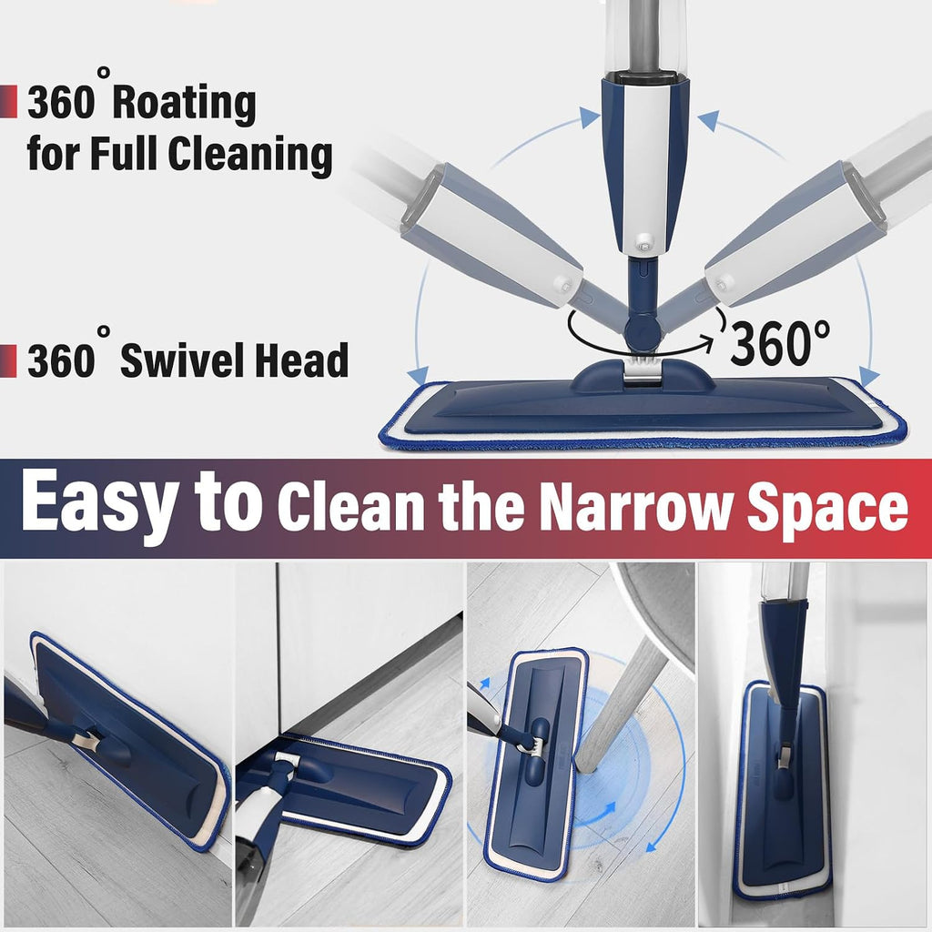 Spray Mop for Floor Cleaning, 2 Pack with Refillable Bottles & Pads