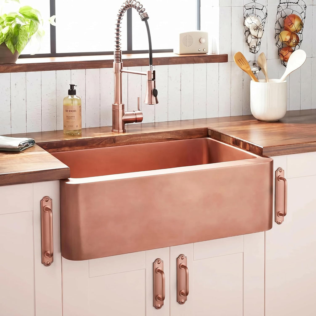 Goo-Ki 5.04" c-c Brushed Copper Cabinet Pulls with Backplate Zinc Alloy Kitchen Cabinet Hardware - 2 Pack Drawer Pulls Solid Dresser Handles with Spacer