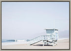 Kate and Laurel Sylvie Pale Blue Life Guard Tower Framed Canvas Wall Art by Caroline Mint, 23x33 Gray, Chic Coastal Wall Decor