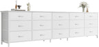 Huuger 78.7 inch Long Dresser for Bedroom, 15 Drawer Fabric Dresser for Closet, Large TV Stand for 65, 75, 85 inch TV, Wide Chest of Drawer with Storage, 78.7" W x 12.9" D x 26.7" H, White