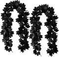 2Pcs Black Maple Leaf Garland Halloween Artificial Fall Leave Vines