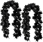 2Pcs Black Maple Leaf Garland Halloween Artificial Fall Leave Vines