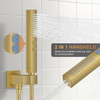 Rain Shower System Brushed Gold Shower Faucet Set Ceiling Mounted