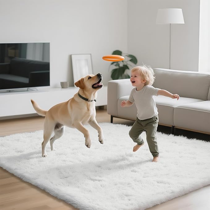 Shag Area Rugs for Bedroom Living Room, 4X6 Ultra Soft White Fluffy Area Rugs - Image 3