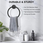 SetSail Towel Holder for Bathroom Wall Matte Black Towel Ring, 2 Pack