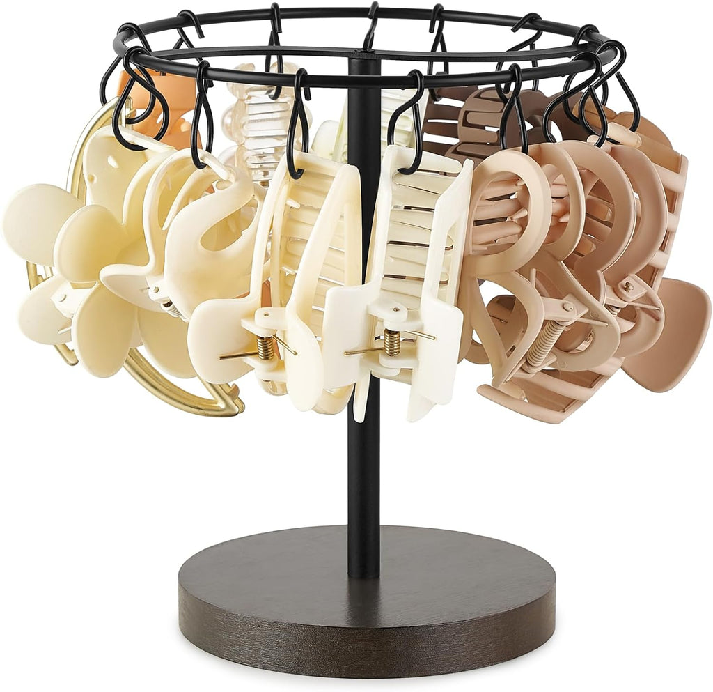 Dahey Claw Clip Organizer 16 Metal Hooks Display Holder Hair Clip, Black