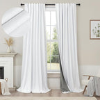 Neutral 10ft Blackout Curtains 120 Inches Long Elegant Cottage Floor Length by Pitalk