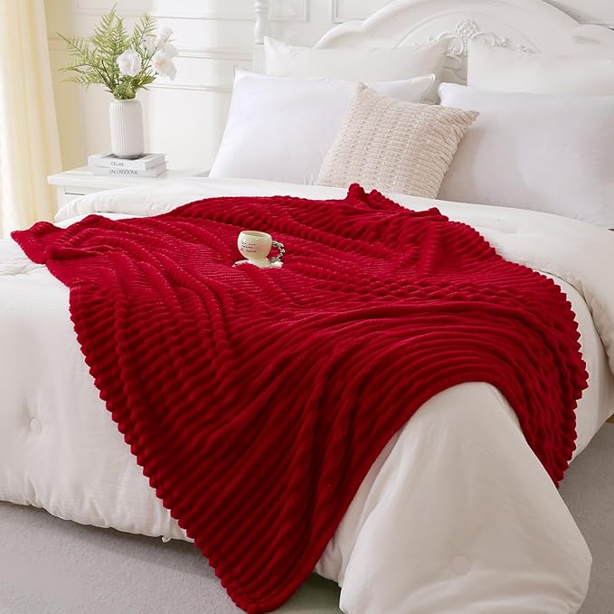 Red Fleece Throw Blanket 90”×90” by linecooo