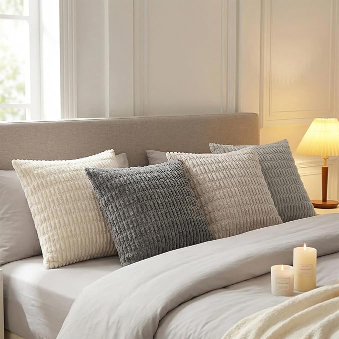 Fancy Homi Set of 4 Grey and White Boho Decorative Throw Pillow Covers 28x28 - Image 2