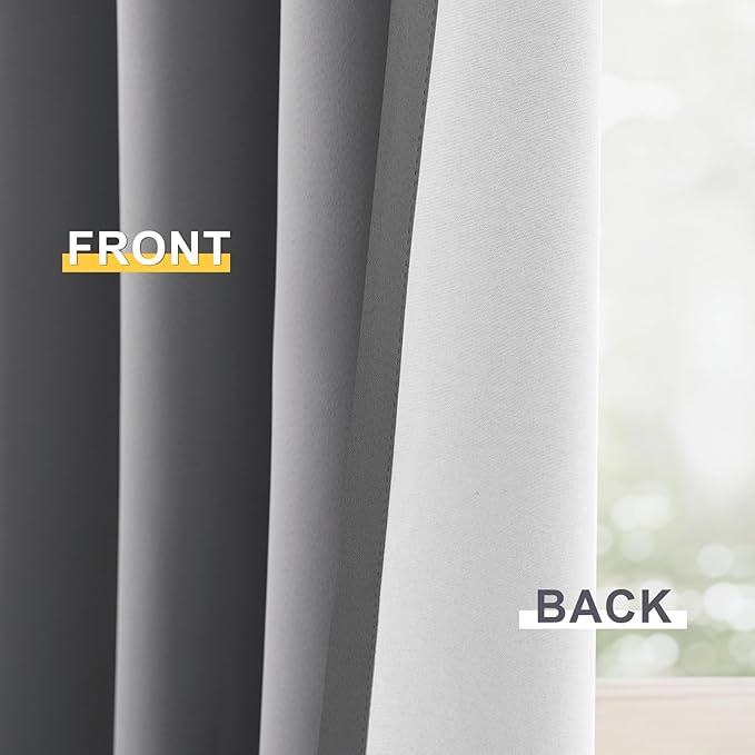Yakamok Grey Room Darkening 100% Blackout Curtains Grommet Extra Wide Window - Image 6