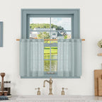 LAMIT Window Linen Curtains 24 Inch Length, Semi Sheer Light Filtering Window by LAMIT