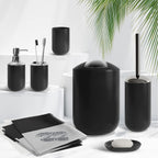 Clara Clark Bathroom Set - Black Bathroom Accessories Set, 20PC Bathroom Accessory Set, Shower Curtain Set, Soap Dispenser, Toilet Brush, & Trash Can