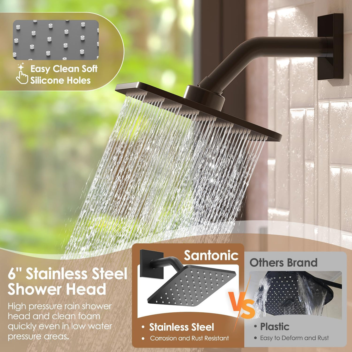 Replacement for Delta Shower Trim Kit 14 Series, Bath Tub Matte Black Shower Faucet Set, 6-Inch Black Shower Head and Handle Set(Valve/Cartridge Not Included)
